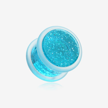 A Pair of Glitter Shimmer Acrylic Regs Ear Gauge Plug-Blue